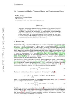 An Equivalence of Fully Connected Layer and Convolutional Layer