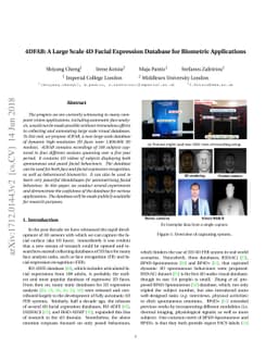 4DFAB: A Large Scale 4D Facial Expression Database for Biometric
  Applications