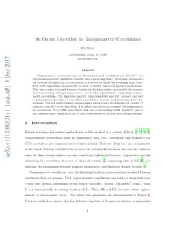 An Online Algorithm for Nonparametric Correlations