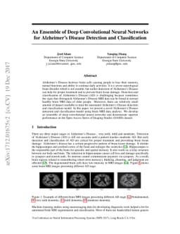 An Ensemble of Deep Convolutional Neural Networks for Alzheimer's
  Disease Detection and Classification