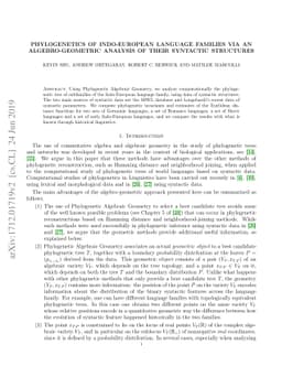 Phylogenetics of Indo-European Language families via an
  Algebro-Geometric Analysis of their Syntactic Structures