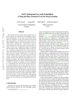 OLÉ: Orthogonal Low-rank Embedding, A Plug and Play Geometric Loss for
  Deep Learning