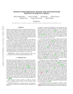 Minimum Word Error Rate Training for Attention-based
  Sequence-to-Sequence Models