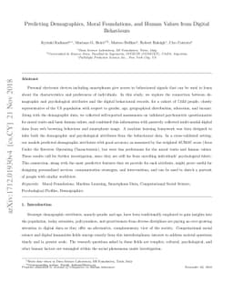 Predicting Demographics, Moral Foundations, and Human Values from
  Digital Behaviors