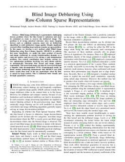 Blind Image Deblurring Using Row-Column Sparse Representations