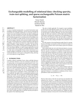 Exchangeable modelling of relational data: checking sparsity, train-test
  splitting, and sparse exchangeable Poisson matrix factorization