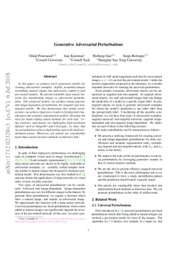 Generative Adversarial Perturbations