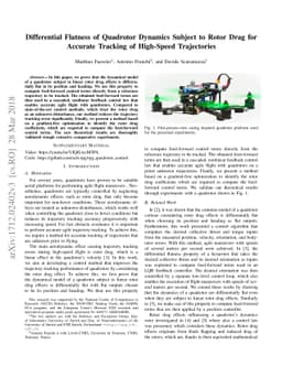 Differential Flatness of Quadrotor Dynamics Subject to Rotor Drag for
  Accurate Tracking of High-Speed Trajectories