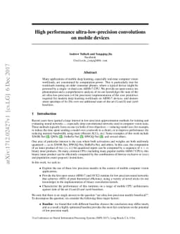 High performance ultra-low-precision convolutions on mobile devices