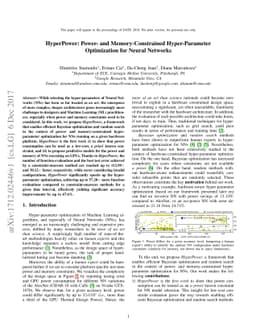 HyperPower: Power- and Memory-Constrained Hyper-Parameter Optimization
  for Neural Networks