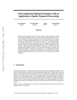Gini-regularized Optimal Transport with an Application to
  Spatio-Temporal Forecasting