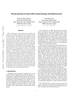Solving internal covariate shift in deep learning with linked neurons