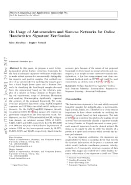 On Usage of Autoencoders and Siamese Networks for Online Handwritten
  Signature Verification