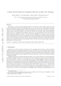 A Deep Network Model for Paraphrase Detection in Short Text Messages