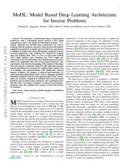 MoDL: Model Based Deep Learning Architecture for Inverse Problems