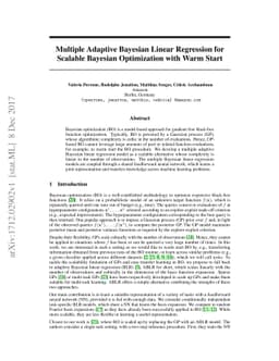 Multiple Adaptive Bayesian Linear Regression for Scalable Bayesian
  Optimization with Warm Start