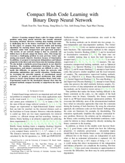 Compact Hash Code Learning with Binary Deep Neural Network