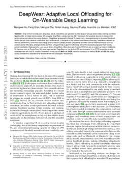 DeepWear: Adaptive Local Offloading for On-Wearable Deep Learning