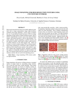 Image Inpainting for High-Resolution Textures using CNN Texture
  Synthesis