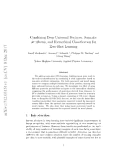 Combining Deep Universal Features, Semantic Attributes, and Hierarchical
  Classification for Zero-Shot Learning
