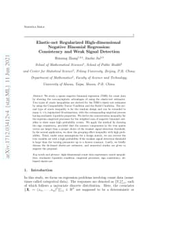 Elastic-net Regularized High-dimensional Negative Binomial Regression:
  Consistency and Weak Signals Detection