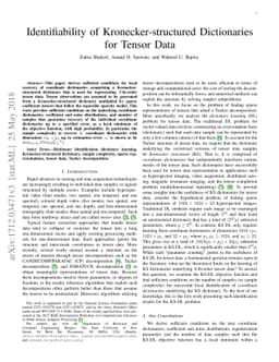 Identifiability of Kronecker-structured Dictionaries for Tensor Data