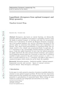 Logarithmic divergences from optimal transport and Rényi geometry