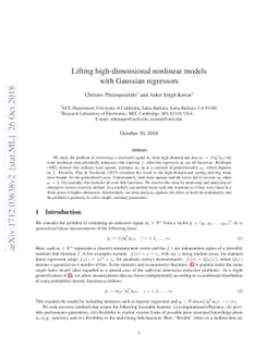 Lifting high-dimensional nonlinear models with Gaussian regressors