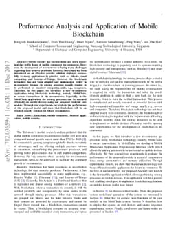Performance Analysis and Application of Mobile Blockchain