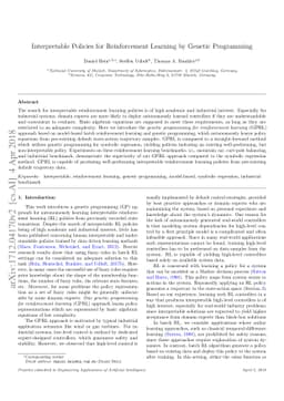 Interpretable Policies for Reinforcement Learning by Genetic Programming