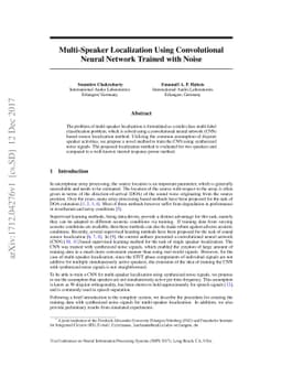 Multi-Speaker Localization Using Convolutional Neural Network Trained
  with Noise