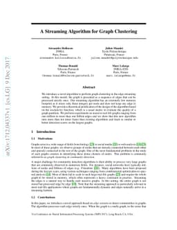A Streaming Algorithm for Graph Clustering