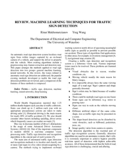 Review. Machine learning techniques for traffic sign detection