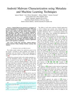 Android Malware Characterization using Metadata and Machine Learning
  Techniques
