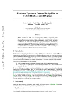 Real-time Egocentric Gesture Recognition on Mobile Head Mounted Displays