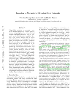 Learning to Navigate by Growing Deep Networks