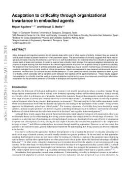 Adaptation to criticality through organizational invariance in embodied
  agents