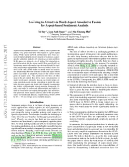 Learning to Attend via Word-Aspect Associative Fusion for Aspect-based
  Sentiment Analysis