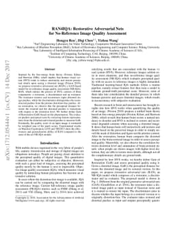 RAN4IQA: Restorative Adversarial Nets for No-Reference Image Quality
  Assessment
