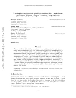 The exploding gradient problem demystified - definition, prevalence,
  impact, origin, tradeoffs, and solutions
