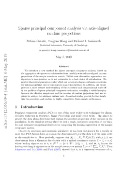 Sparse principal component analysis via axis-aligned random projections