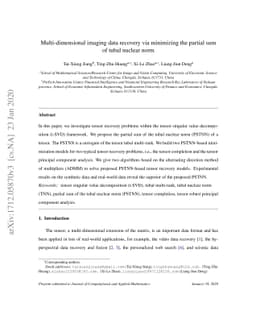 Multi-dimensional imaging data recovery via minimizing the partial sum
  of tubal nuclear norm