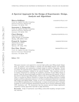 A Spectral Approach for the Design of Experiments: Design, Analysis and
  Algorithms