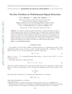 On One Problem in Multichannel Signal Detection