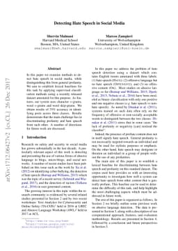 Detecting Hate Speech in Social Media
