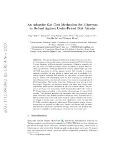 An Adaptive Gas Cost Mechanism for Ethereum to Defend Against
  Under-Priced DoS Attacks