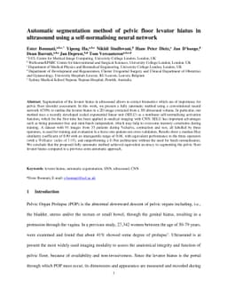 Automatic segmentation method of pelvic floor levator hiatus in
  ultrasound using a self-normalising neural network