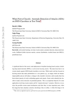 When Not to Classify: Anomaly Detection of Attacks (ADA) on DNN
  Classifiers at Test Time