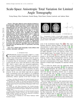 Scale-Space Anisotropic Total Variation for Limited Angle Tomography
