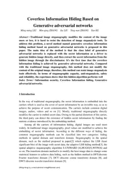 Coverless Information Hiding Based on Generative adversarial networks
